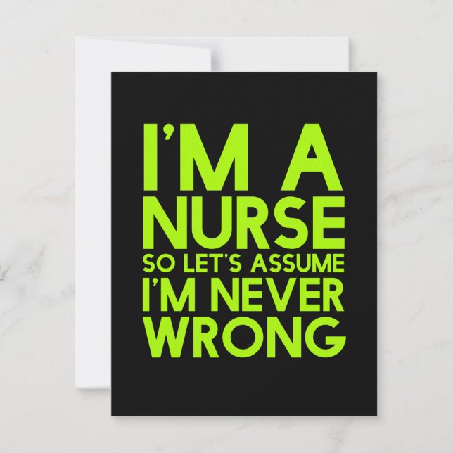 Nurses never go wrong funny gifts for health worke thank you card (Front)