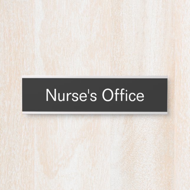 Nurse's Office Black and White Text Template Door Sign (Front)