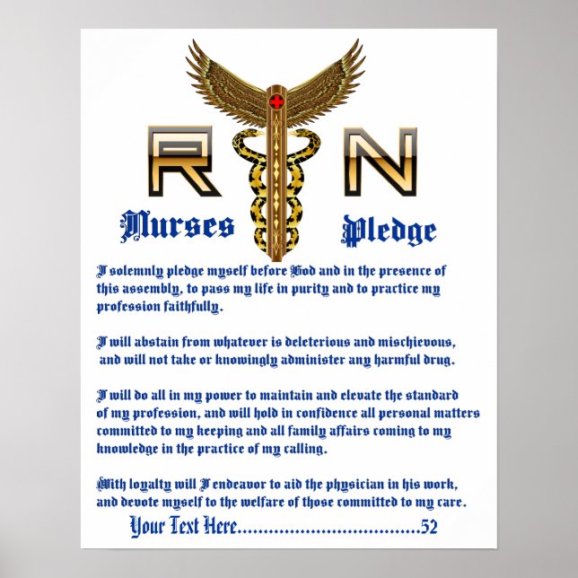 Nurses Pledge 16X20 Please View About Design Poster (Front)