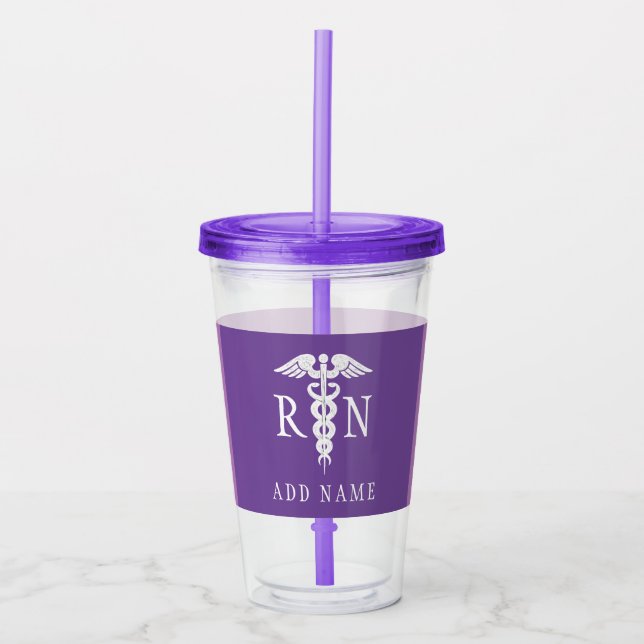 Nurses Purple Medical Symbol Personalized Acrylic Tumbler (Front)