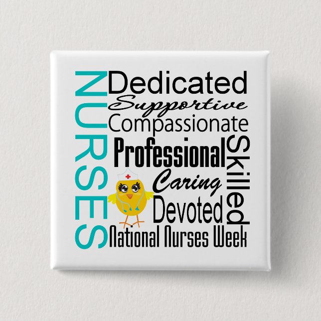 Nurses Recognition Collage - National Nurses Week 2 Inch Square Button (Front)