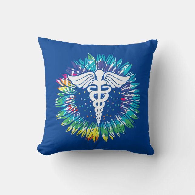 Nurses Retro Sunflower Throw Pillow (Front)