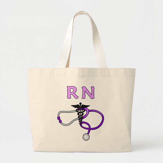 Nurses RN Stethoscope Large Tote Bag (Front)