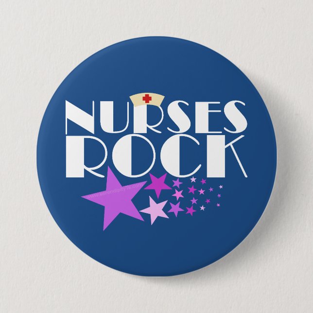 Nurses Rock 3 Inch Round Button (Front)