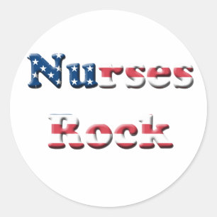 NURSES ROCK CLASSIC ROUND STICKER