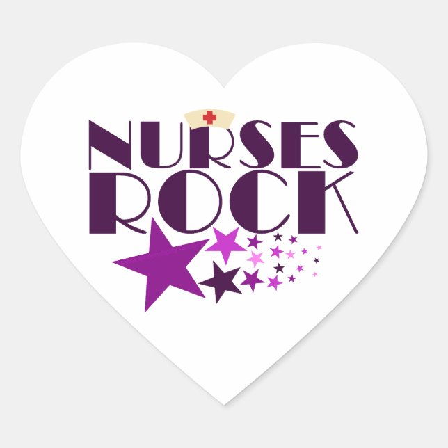 Nurses Rock Heart Sticker (Front)