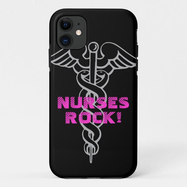 Nurses Rock! iPhone 5 case with caduceus symbol (Back)