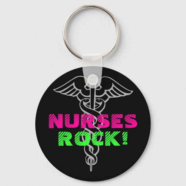 Nurses Rock Keychain | Neon colours (Front)