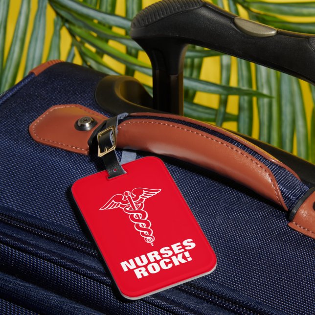 NURSES ROCK luggage tag | nursing week gift ideas (Front Insitu 1)