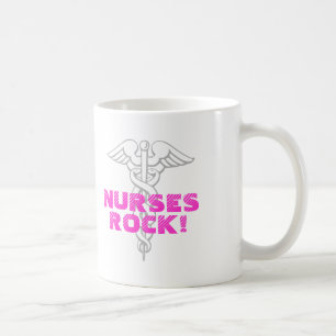 Nurses Rock! Mug with caduceus symbol