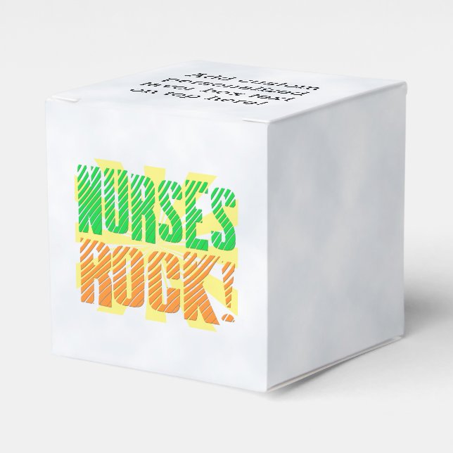 Nurses Rock, Orange/Green Fun Nurse Favor Box (Front Side)