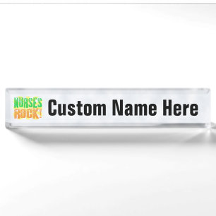 Nurses Rock, Orange/Green Fun Nurse Nameplate