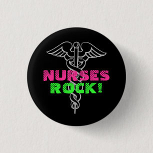 Nurses Rock Pinback Button Neon colours