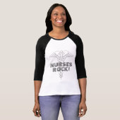 Nurses Rock shirt | Black and white with caduceus (Front Full)