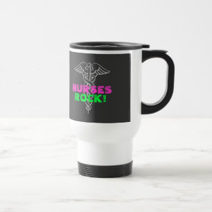 Nurses Rock! Travel Mug in bright neon colours