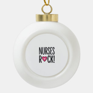 Nurses Rock Vintage Nurse Heart Vector Design_1 Ceramic Ball Christmas Ornament