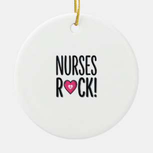 Nurses Rock Vintage Nurse Heart Vector Design_1 Ceramic Ornament