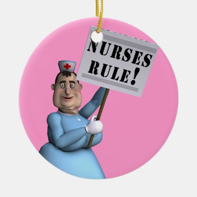 Nurses Rule! Ceramic Ornament (Front)