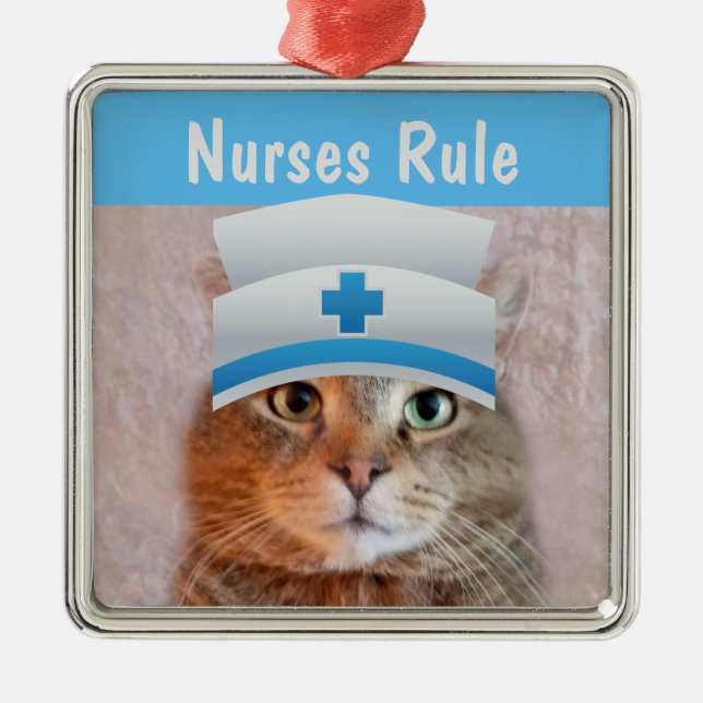 Nurses Rule Christmas Metal Ornament (Front)