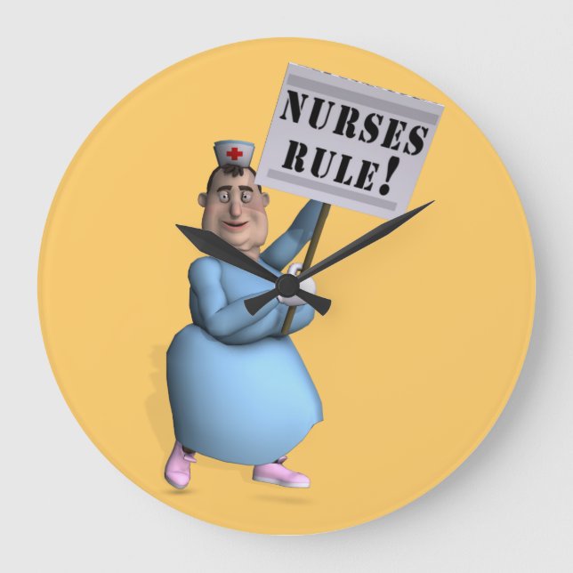 Nurses Rule! Large Clock (Front)