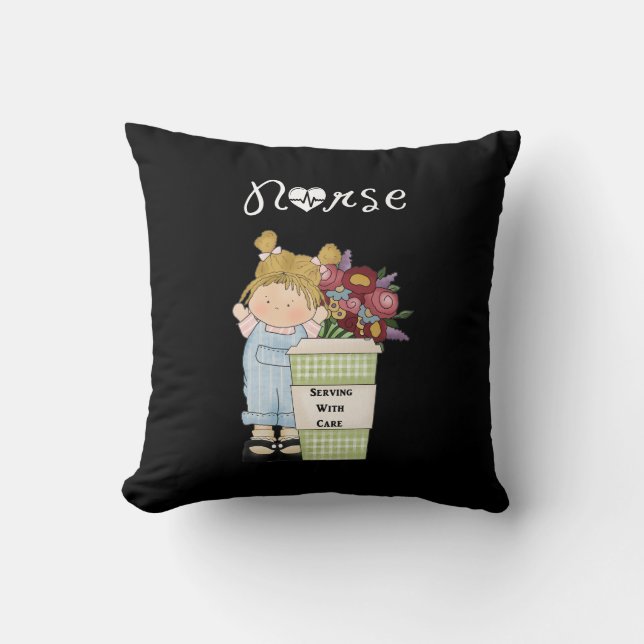 Nurses Serving With Care Throw Pillow (Front)
