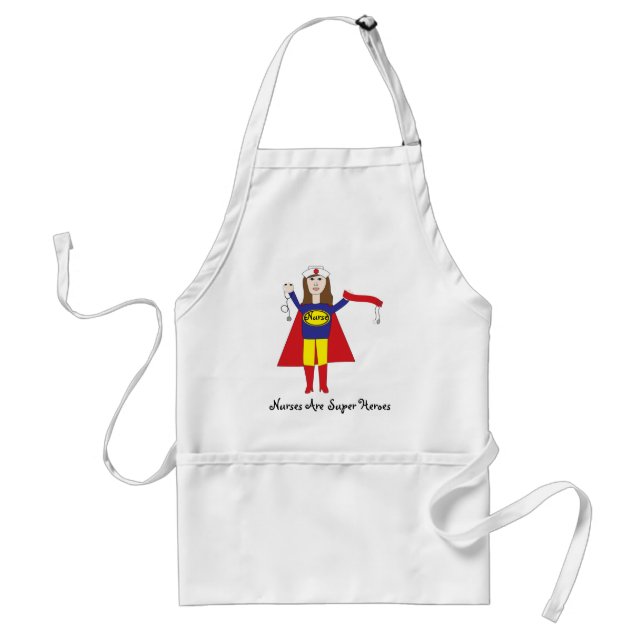 Nurses Super Heroes (Brunette) Apron (Front)