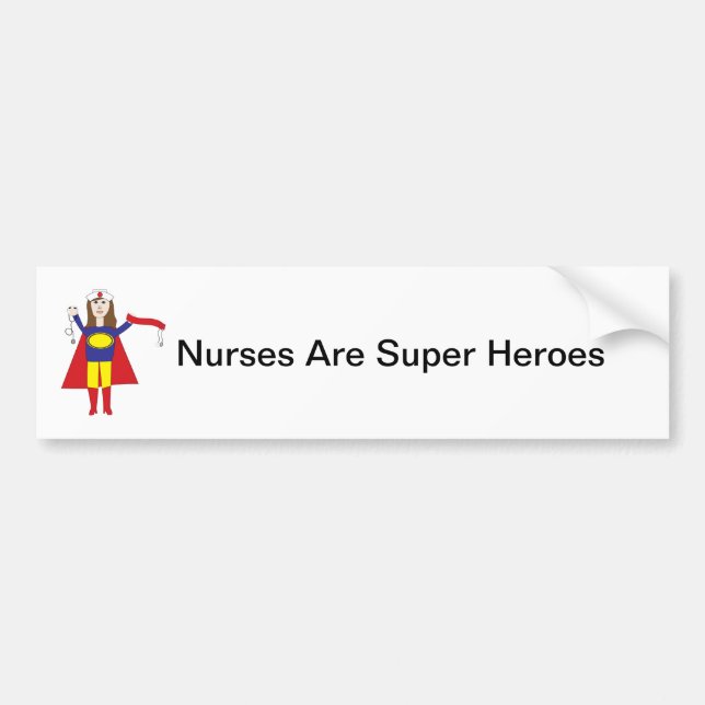 Nurses Super Heroes (Brunette) Bumper Sticker (Front)