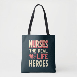 Nurses The Real Life Heroes – Retro 70’s Style Tote Bag