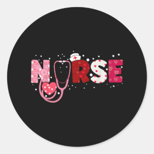 Nurses Valentines Day Hearts Stethoscope Gif For G Classic Round Sticker