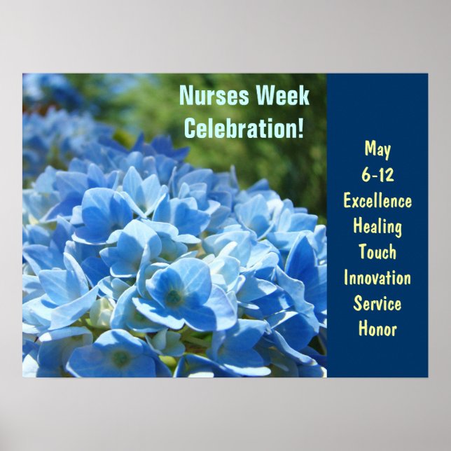 Nurses Week Celebration posters Blue Floral custom (Front)