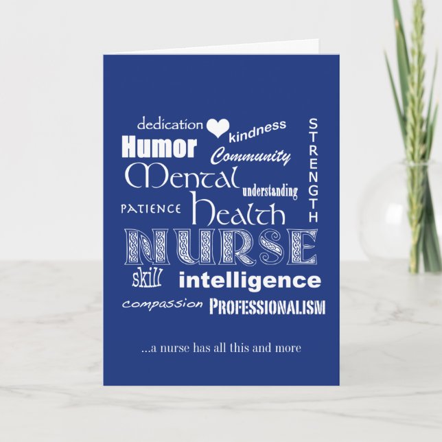 Nurses Week-Mental Health Nurse Attributes-Blue Thank You Card (Front)