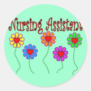Nursing Assistant Gifts--Floral Design Classic Round Sticker