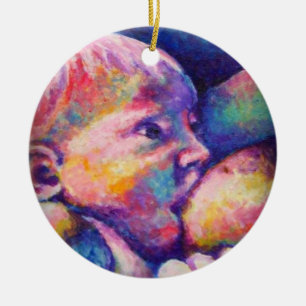 Nursing Baby  Ceramic Ornament