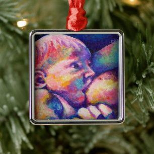 Nursing Baby  Metal Ornament