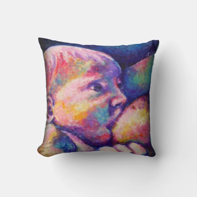 Nursing Baby  Throw Pillow (Front)