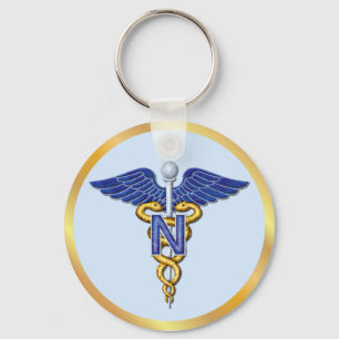 Nursing Caduceus Keychain