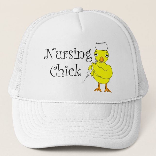 Nursing Chick Text Trucker Hat (Front)