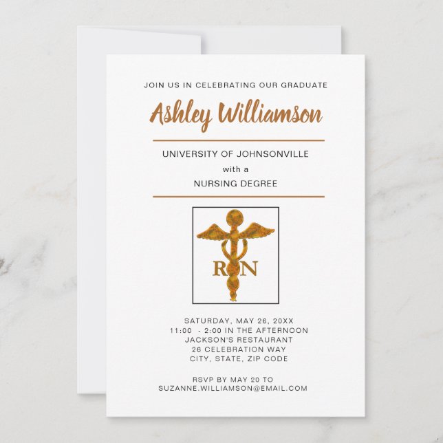 Nursing Degree Graduation Announcement Symbol (Front)