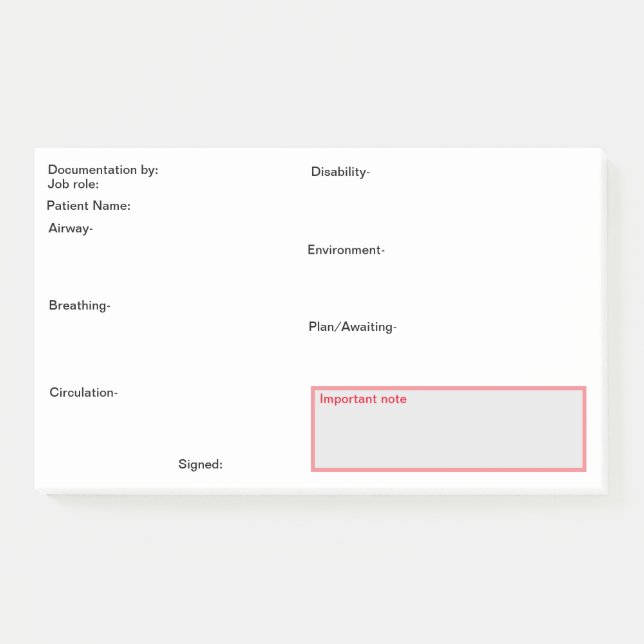 Nursing documentation post-its. post-it notes (Front)