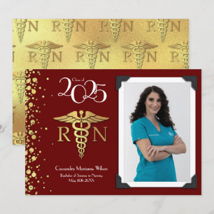 Nursing Gold Graduation Announcement Maroon Photo