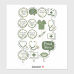 Nursing Graduation Photo Booth sticker 2026<br><div class="desc">Celebrate your nursing graduation with this elegant green and gold photo booth props set. Perfect for RN 2026 parties, this printable and ready-to-use design includes fun phrases and medical-themed props for unforgettable photos.</div>