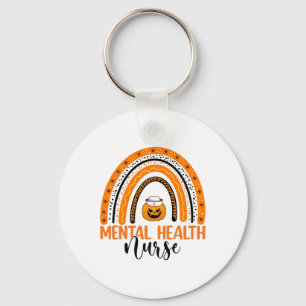 Nursing Halloween Pumpkin Rainbow Mental Health Nu Keychain