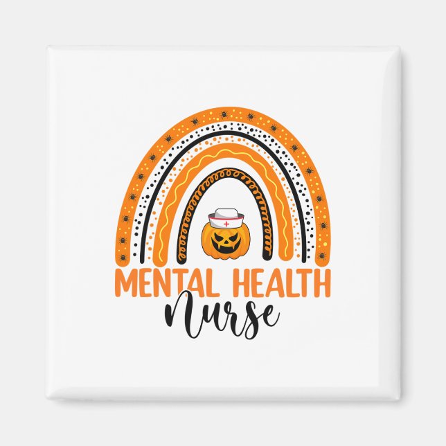 Nursing Halloween Pumpkin Rainbow Mental Health Nu Magnet (Front)