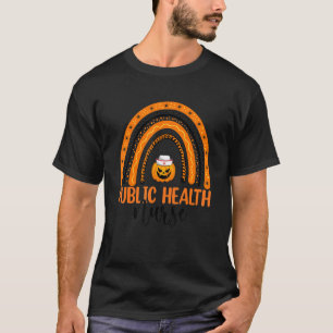 Nursing Halloween Pumpkin Rainbow Public Health Nu T-Shirt