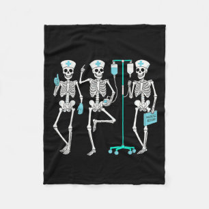Nursing Halloween Skeleton Nurse Healthcare Soky N Fleece Blanket