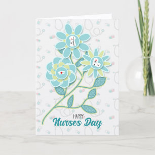 Nursing Icons Blue and Yellow Nurses Day Holiday Card
