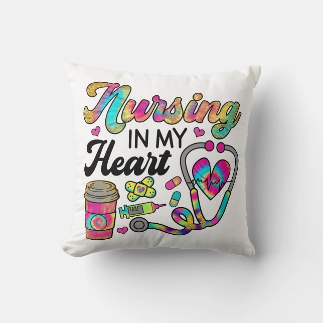 Nursing In My Heart Throw Pillow (Front)