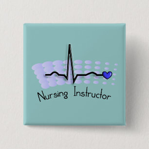 Nursing Instructor QRS Blue 2 Inch Square Button