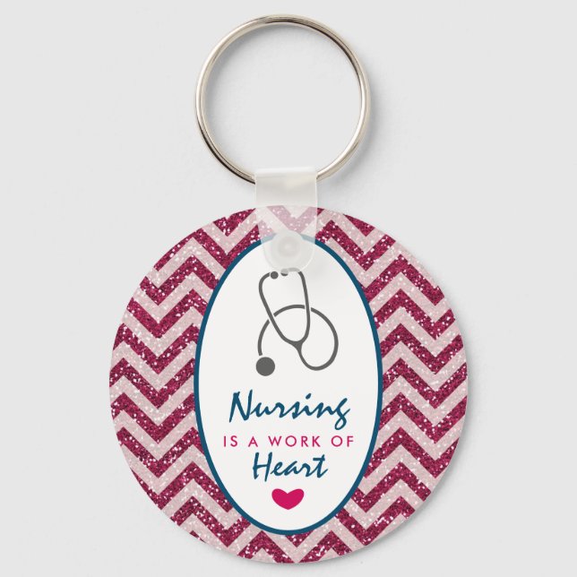 Nursing is a work of Heart Saying w/ Stethescope Keychain (Front)