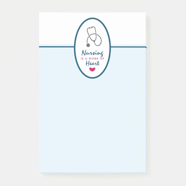 Nursing is a work of Heart Saying w/ Stethescope Post-it Notes (Front)